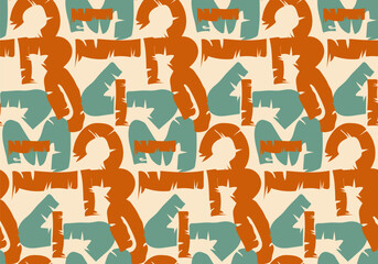 Set Aesthetic Contemporary printable seamless pattern with abstract Minimal elegant line brush stroke shapes and line.