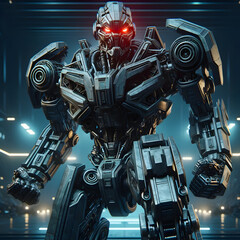 Humanoid robot, steel robot, angry robot, angry robot, dangerous robot, destroyer, eraser