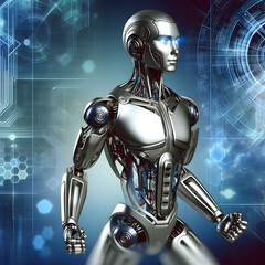 humanoid robot, steel robot,