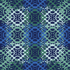 Blue and white watercolor ornament painted with watercolor on paper.