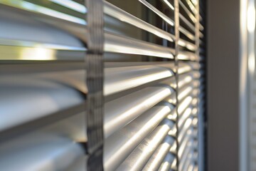 closeup of roller shutter slats fully closed for privacy - obrazy, fototapety, plakaty
