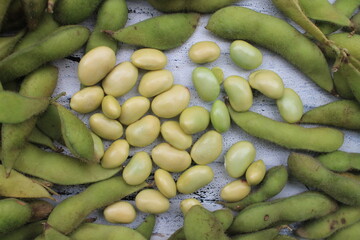 Soy edamame on the table