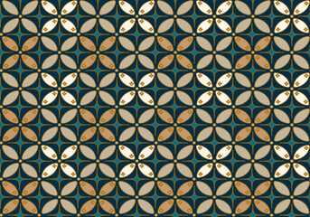 Modern Seamless Batik Kawung ornamental elegant geometric patterns - beige symmetric vintage design. Endless grid textures. Vector repeatable antique backgrounds