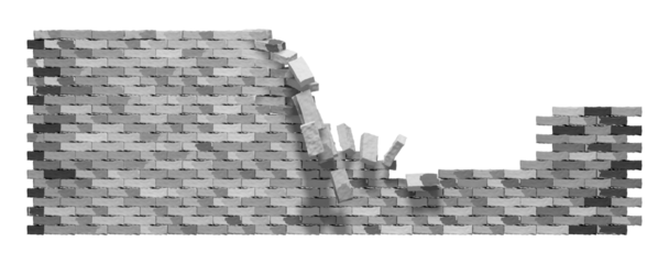 3D Grey Broken Brick Wall
