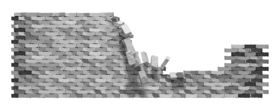 3D Grey Broken Brick Wall