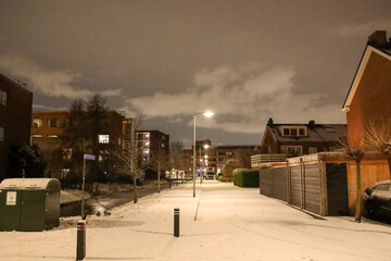 Snow and ice on the streets in NIeuwerkerk aan den IJssel