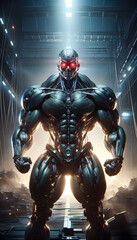 Humanoid robot, steel robot, angry robot, angry robot, dangerous robot, destroyer, eraser