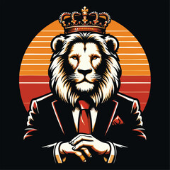 illustration of lion flat art vector design for tshirt, poster, banner and more