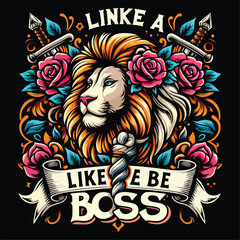 illustration of lion flat art vector design for tshirt, poster, banner and more