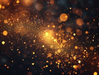 Fototapeta na wymiar A sophisticated image showcasing scattered golden particles against a dark background, exuding a sense of festivity and luxury with its elegant and opulent design. AI