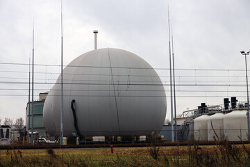 Spherical gas tank in the Westpoort port area in Amsterdam