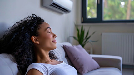 The air conditioner is on the wall.