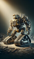Robot made from dozer parts, builder robot