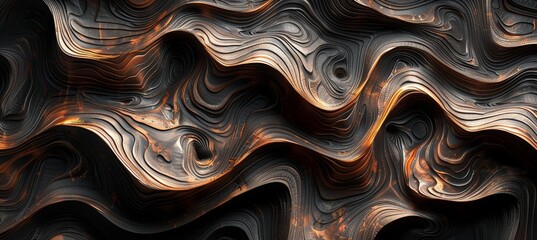 Fototapeta premium 3d wood carved texture, carved pattern of dark and light organic shapes, wood grain