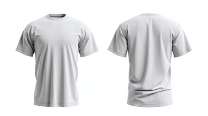 front and back white short sleeve t-shirt mockup design isolated on white