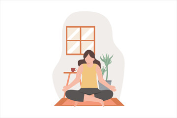 Obraz na płótnie Canvas Yoga Exercise Flat Design Illustration