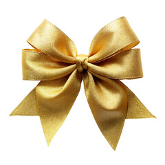 Gold ribbon tie bow. isolated on transparent background.