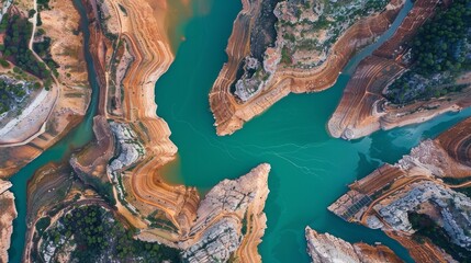 Aerial View of River Surrounded by Mountains