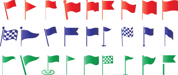 vector flag icon set - obrazy, fototapety, plakaty