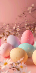 Fototapeta na wymiar minimalistic Easter background in pastel colors