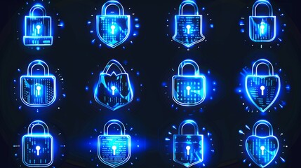 cyber security lock icon on a black background
