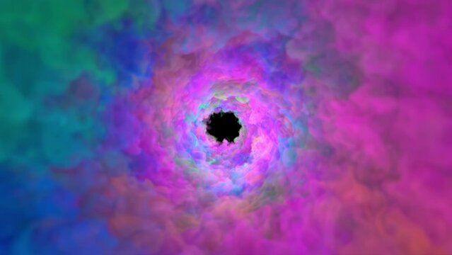abstract colorful twirling looping 3d animation background . Psychedelic color smoke swirling 