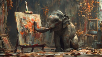 Elephant as an Artist: Elephants are known for their intelligence and have been shown to have artistic abilities.