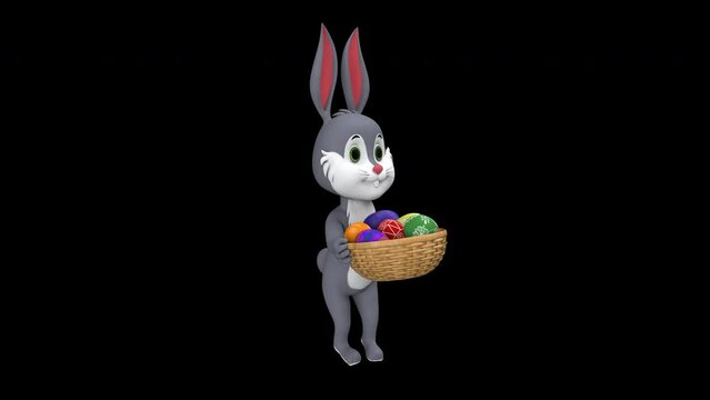 Bunny with easter eggs – 3d render looped with alpha channel.