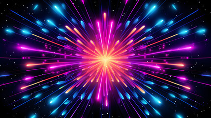 Fototapeta premium Digital technology purple green laser linear outline graphic poster web page PPT background