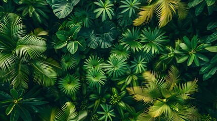 Vibrant Tropical Palms Forest from Aerial Perspective