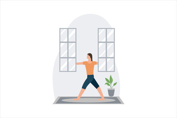 Yoga Exercise Flat Design Illustration