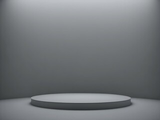 Minimalistic matte gray presentation podium on gray background