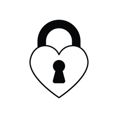 Black Solid  Love Lock vector icon