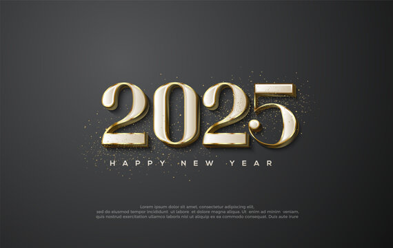 Classic Design for Happy New Year 2025 celebration. With luxury and elegant numbers illustrations. Premium vector design for greetings and celebration of Happy New Year 2025.