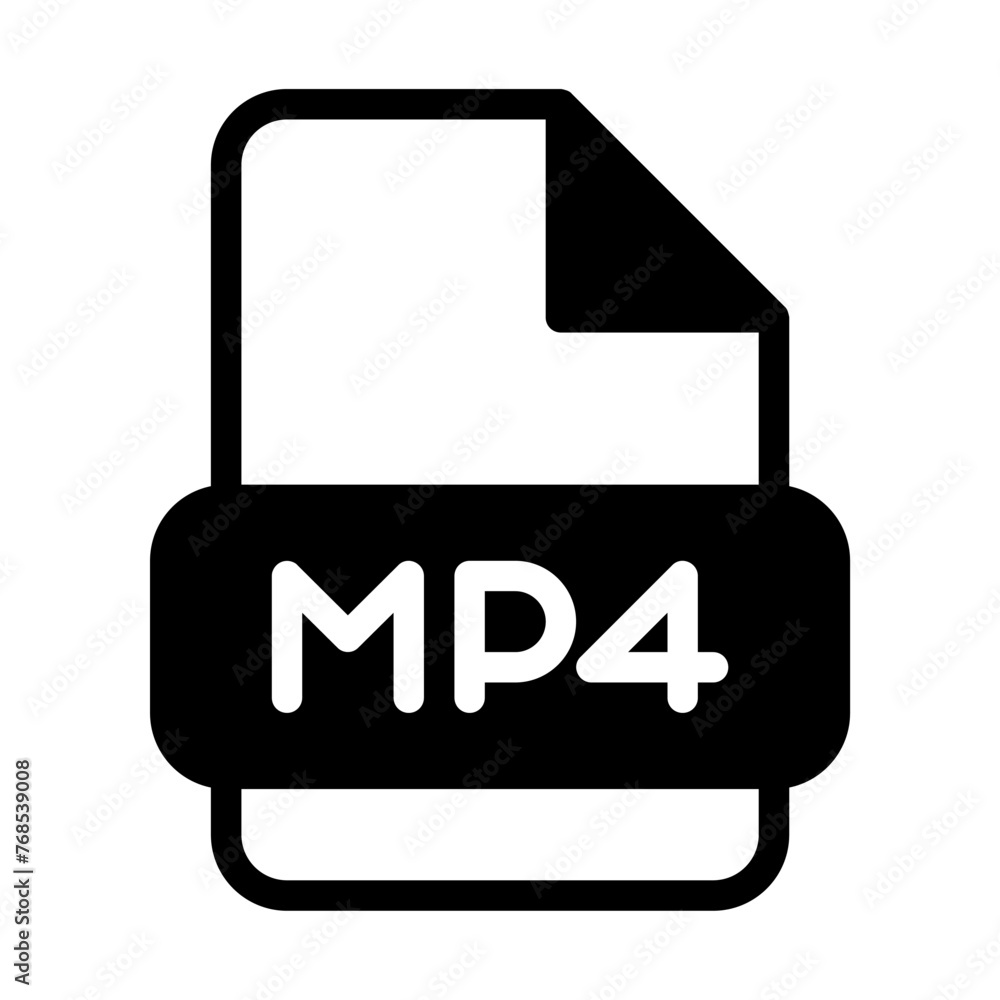 Poster mp4 file format video icons. web files label icon. vector illustration.