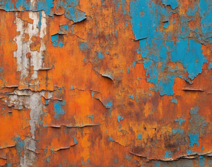 Blue painted rusty metal texture background