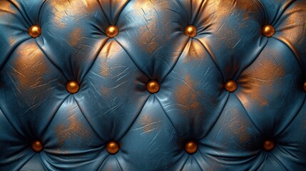 Fototapeta premium Close-Up View of a Brown Leather Texture Sofa Detailing With Tufted Buttons Background