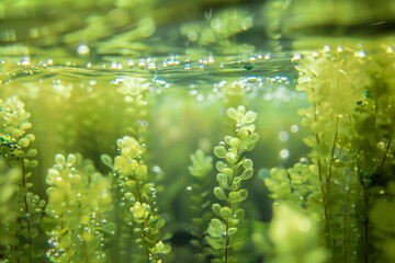 closeup of spirulina algae growing in a water tank