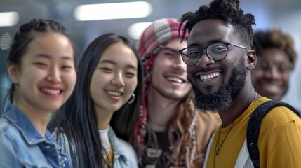 Fototapeta premium A multicultural group of friends laughing and enjoying each other, diversity and inclusion in the workplace