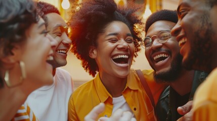 A multicultural group of friends laughing and enjoying each other, diversity and inclusion in the workplace