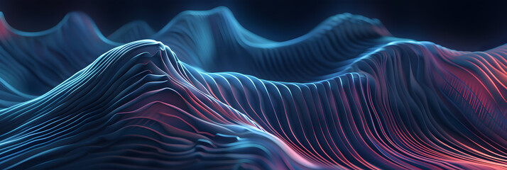 Fototapeta premium Animation of multiple blue shiny light lines moving on black background