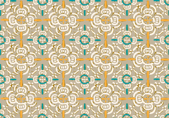 Digital seamless pattern block print batik vintage. 
