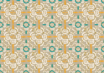 Digital seamless pattern block print batik vintage. 