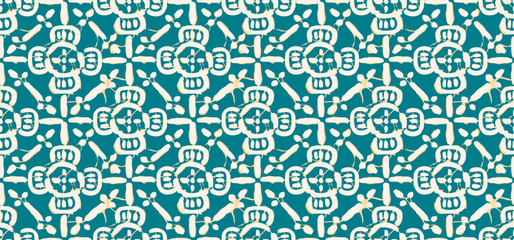 Digital seamless pattern block print batik vintage. 