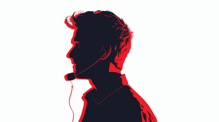 Red shading silhouette cartoon faceless male customer - obrazy, fototapety, plakaty