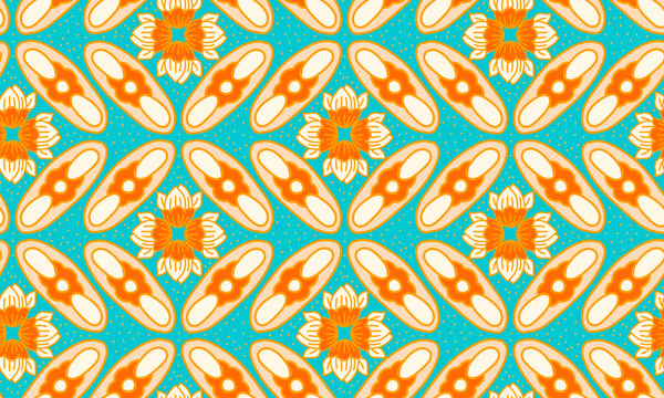 Batik Kawung is a batik motif whose shape is in the form of a circle similar to a kawung fruit which is neatly arranged geometrically. Seamless pattern background vector.
