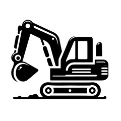 mini excavator as a single simple icon logo vector illustration, isolated on transparent background