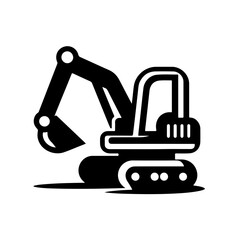 mini excavator as a single simple icon logo vector illustration, isolated on transparent background
