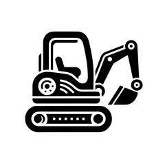 mini excavator as a single simple icon logo vector illustration, isolated on transparent background - obrazy, fototapety, plakaty