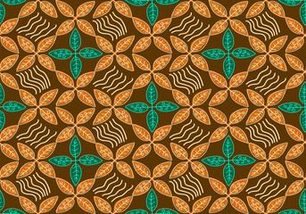 Batik Kawung is a batik motif whose shape is in the form of a circle similar to a kawung fruit which is neatly arranged geometrically. Seamless pattern background vector.